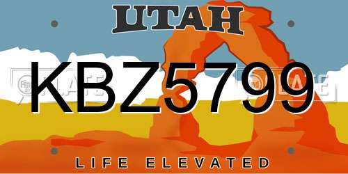 KBZ5799 Utah License Plate