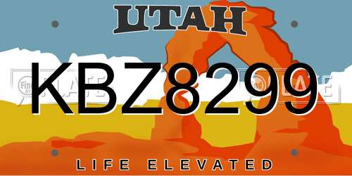 KBZ8299 Utah License Plate