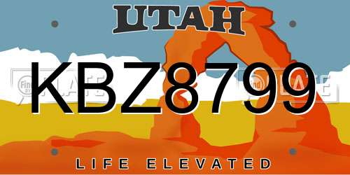 KBZ8799 Utah License Plate