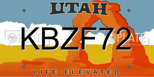 KBZF72 Utah License Plate