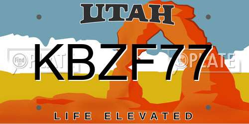 KBZF77 Utah License Plate