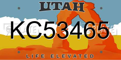 KC53465 Utah License Plate