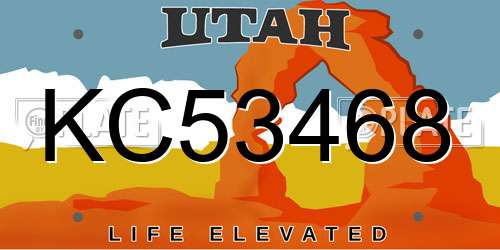 KC53468 Utah License Plate