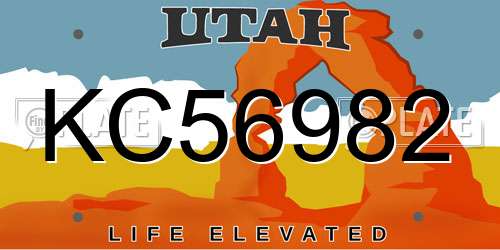KC56982 Utah License Plate
