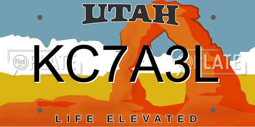 KC7A3L Utah License Plate