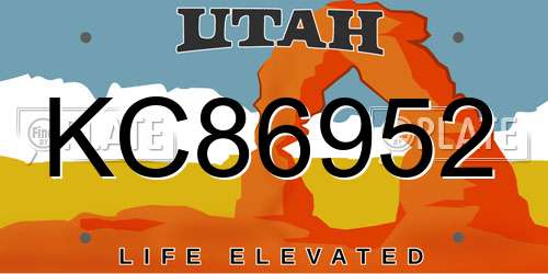 KC86952 Utah License Plate