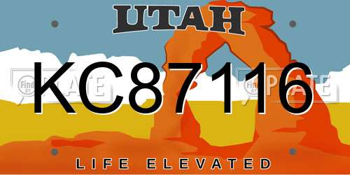 KC87116 Utah License Plate
