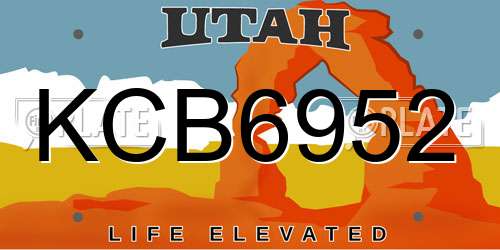 KCB6952 Utah License Plate