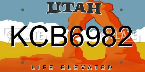 KCB6982 Utah License Plate