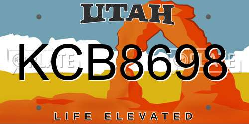 KCB8698 Utah License Plate