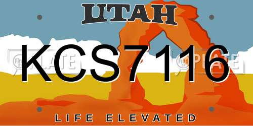 KCS7116 Utah License Plate