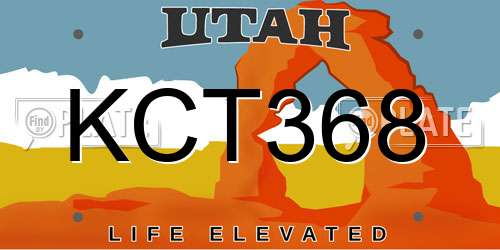 KCT368 Utah License Plate