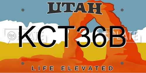 KCT36B Utah License Plate