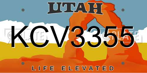 KCV3355 Utah License Plate