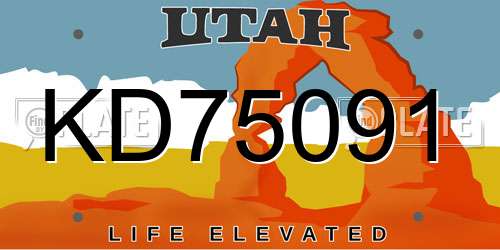 KD75091 Utah License Plate