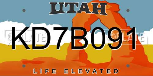 KD7B091 Utah License Plate