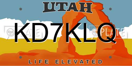 KD7KLQ Utah License Plate