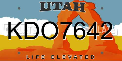 KDO7642 Utah License Plate