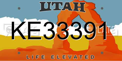 KE33391 Utah License Plate