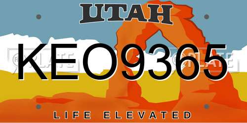 KEO9365 Utah License Plate