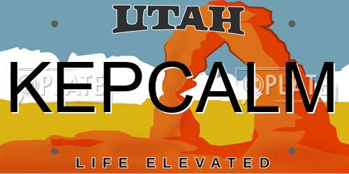 KEPCALM Utah License Plate