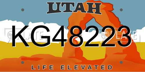 KG48223 Utah License Plate