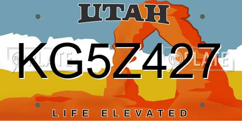 KG5Z427 Utah License Plate