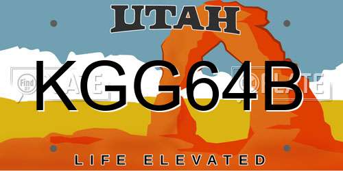 KGG64B Utah License Plate