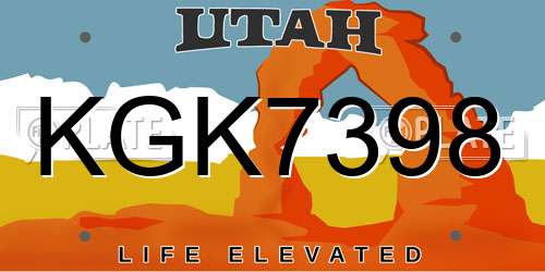 KGK7398 Utah License Plate
