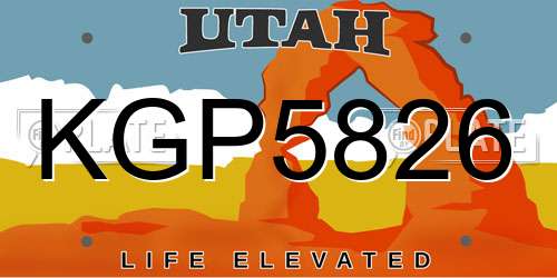 KGP5826 Utah License Plate