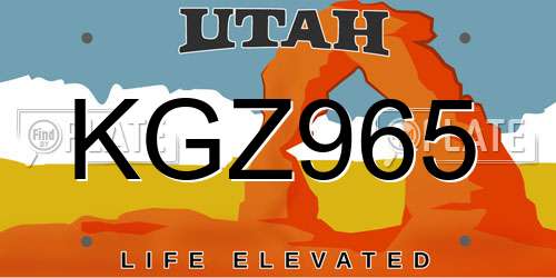 KGZ965 Utah License Plate