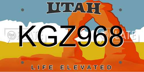 KGZ968 Utah License Plate