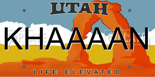 KHAAAAN Utah License Plate