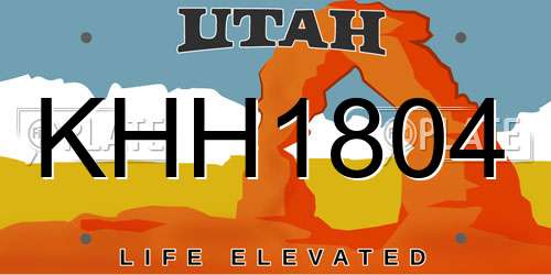 KHH1804 Utah License Plate