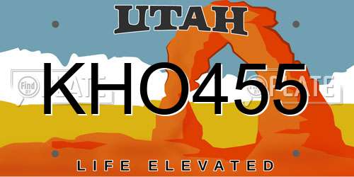 KHO455 Utah License Plate