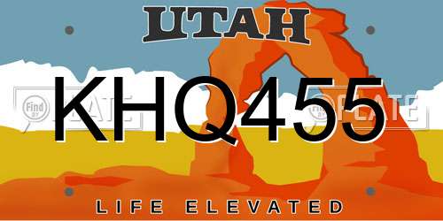 KHQ455 Utah License Plate