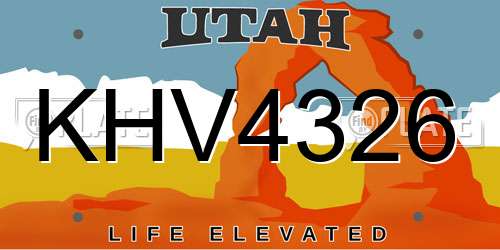 KHV4326 Utah License Plate