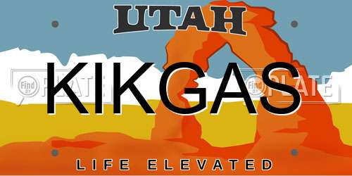 KIKGAS Utah License Plate