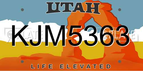 KJM5363 Utah License Plate