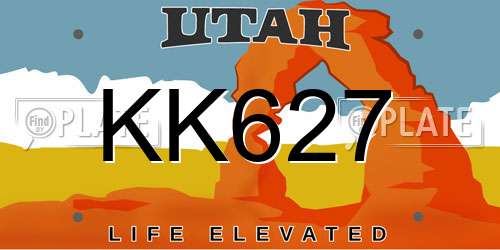 KK627 Utah License Plate