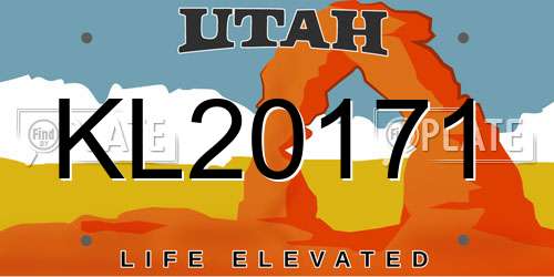 KL20171 Utah License Plate
