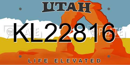 KL22816 Utah License Plate