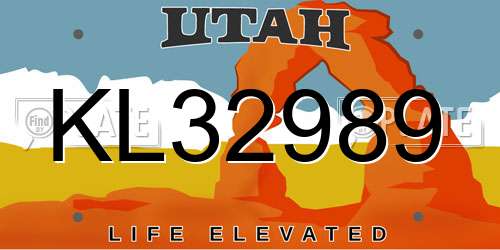 KL32989 Utah License Plate