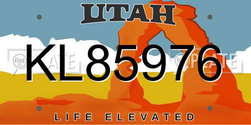 KL85976 Utah License Plate