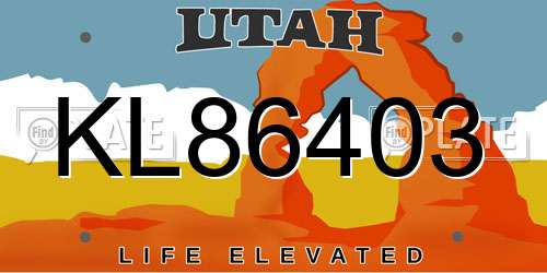KL86403 Utah License Plate