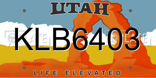KLB6403 Utah License Plate