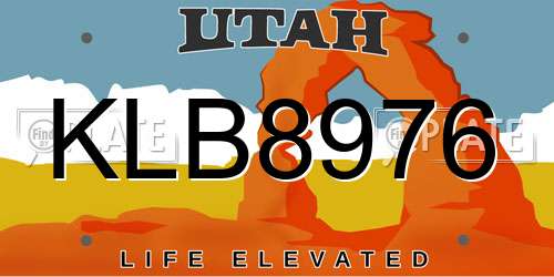 KLB8976 Utah License Plate