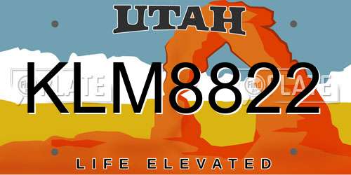 KLM8822 Utah License Plate