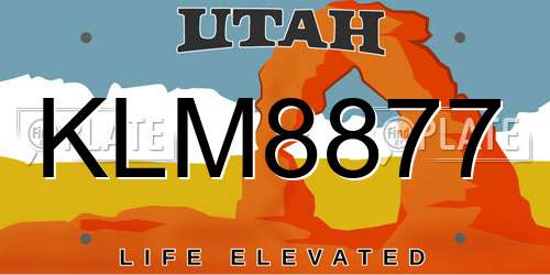 KLM8877 Utah License Plate