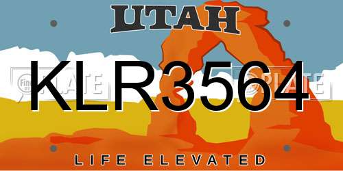 KLR3564 Utah License Plate